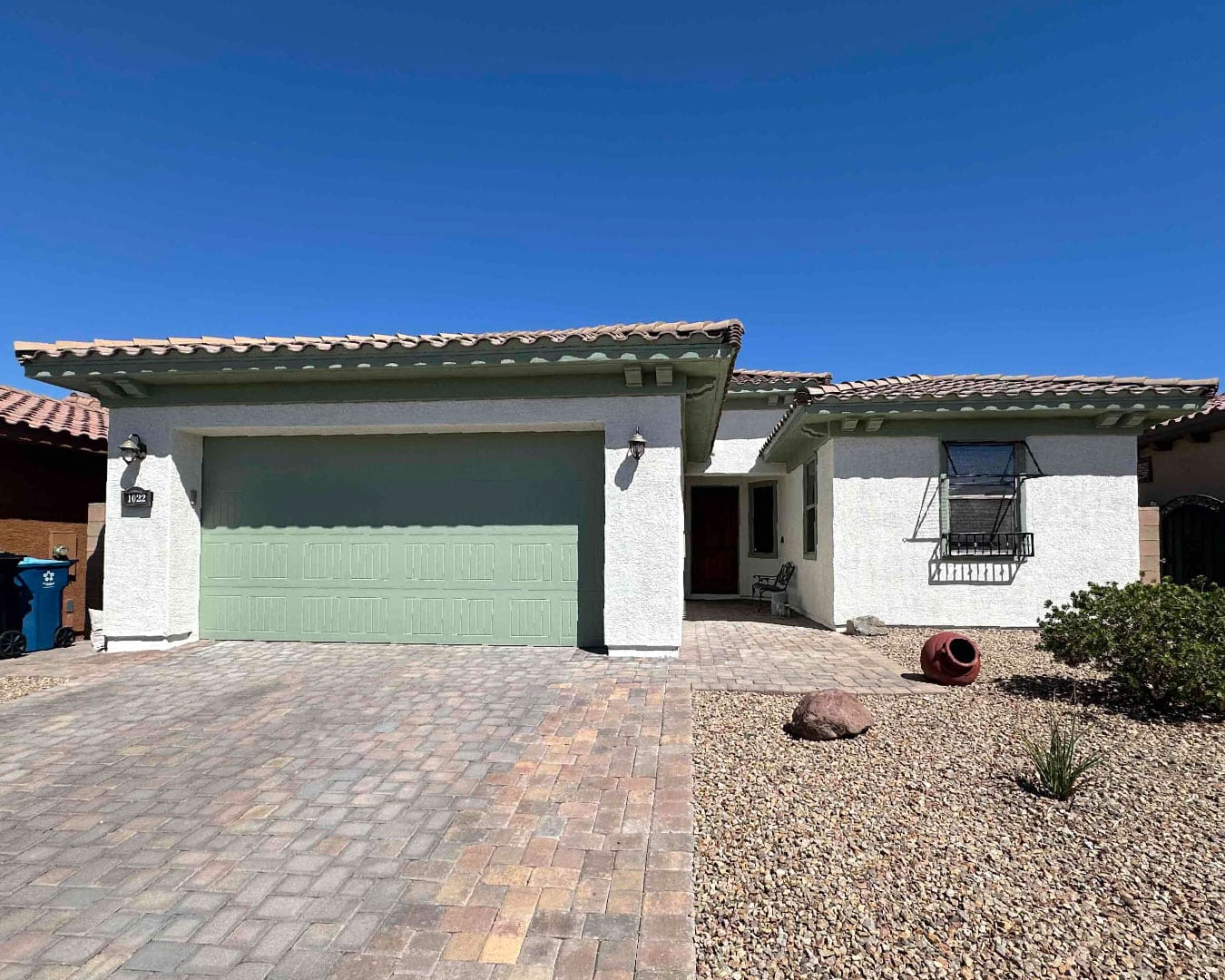 Exterior of stucco home