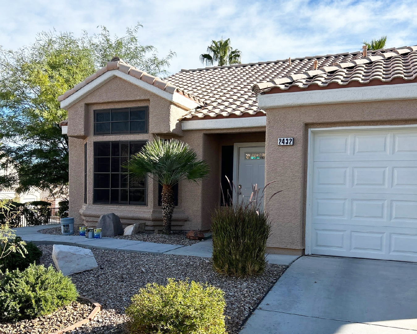 Exterior of stucco home