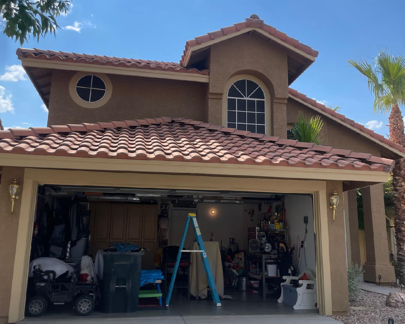 Exterior of two-story stucco home