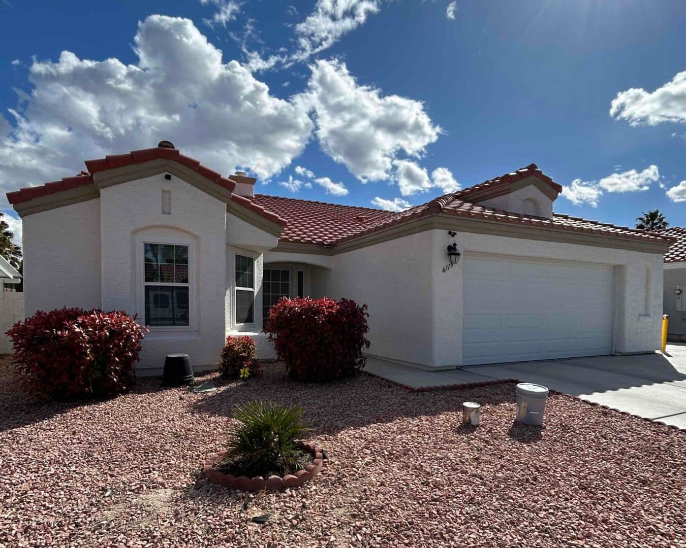 Exterior of stucco home