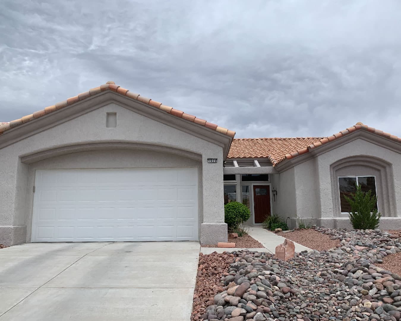 Exterior of stucco home