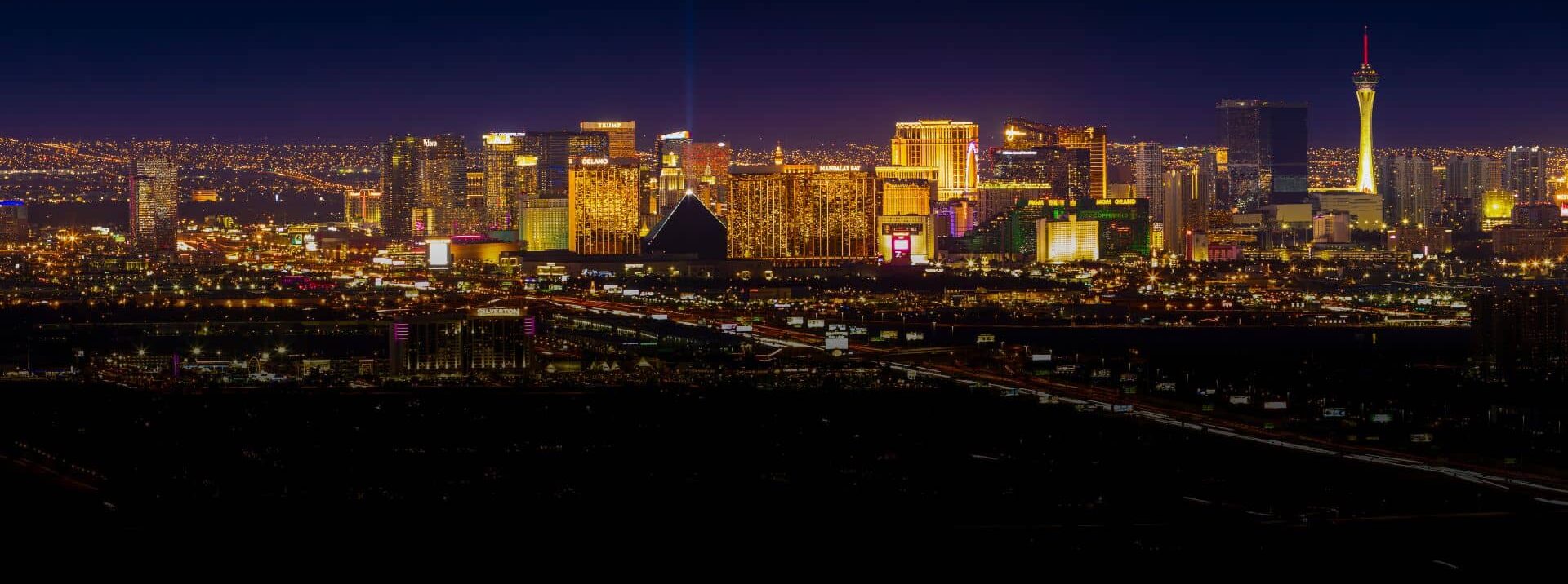 Landscape view of Las Vegas at night