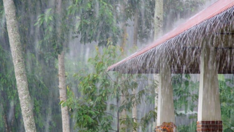 Rain pouring on house