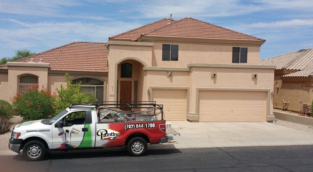 Nevada Painting Company truck in front of a house in Las Vegas