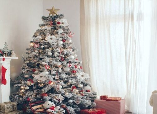 Room decorated with Christmas decor