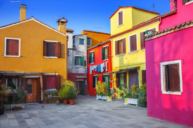 Group of houses painted different colors